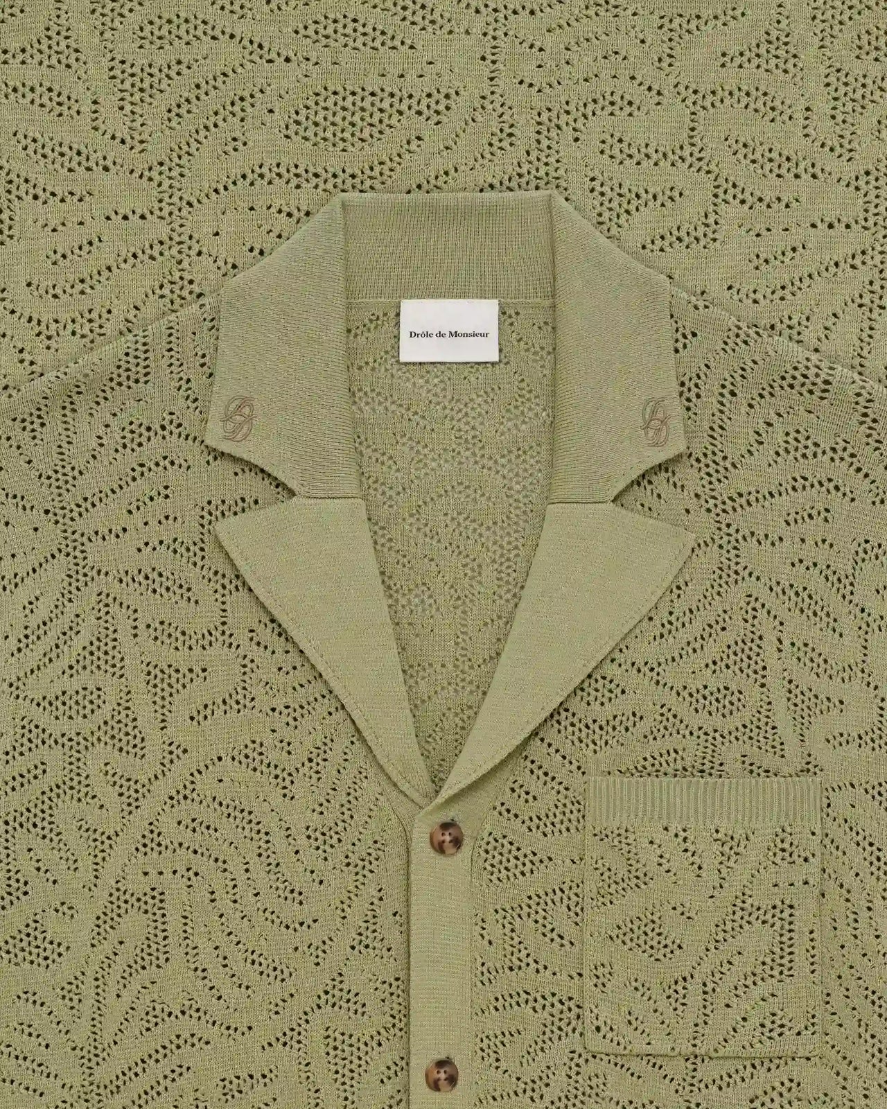 Drôle de Monsieur - Chemise Maille Dentelle Kaki