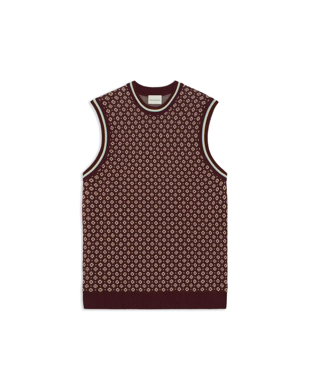 Drôle de Monsieur - Debardeur Maille Jacquard Rouge Foncé
