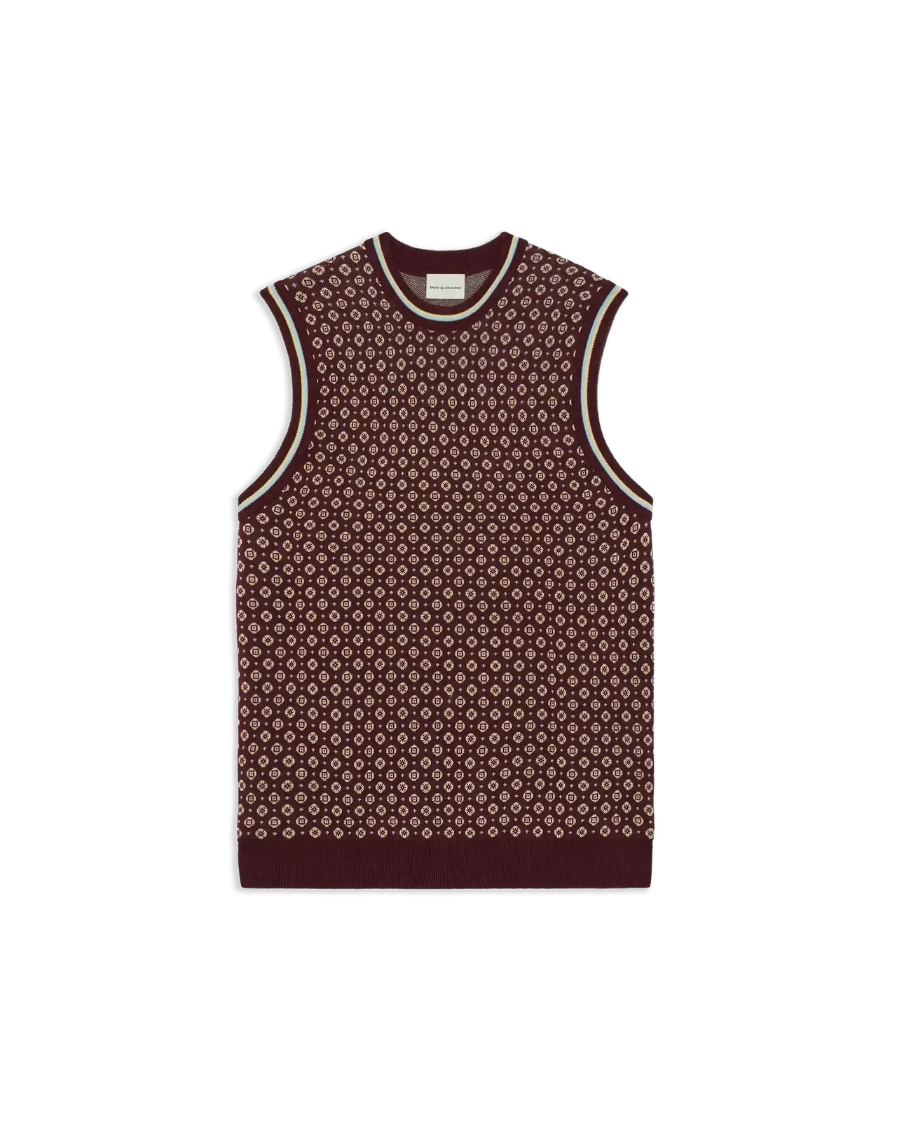 Drôle de Monsieur - Debardeur Maille Jacquard Rouge Foncé
