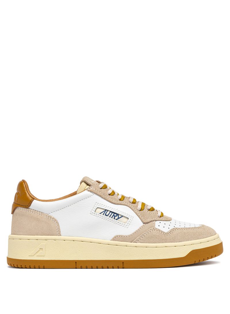 AUTRY - Basket Medalist Low cuir Suede Bicolor White/Sand