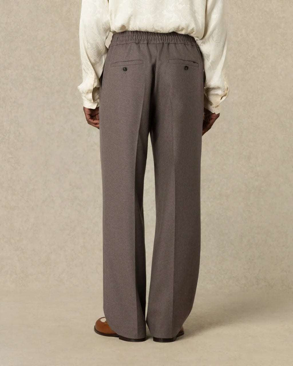 Drôle de Monsieur - Pantalon Elastique Flanelle Marron