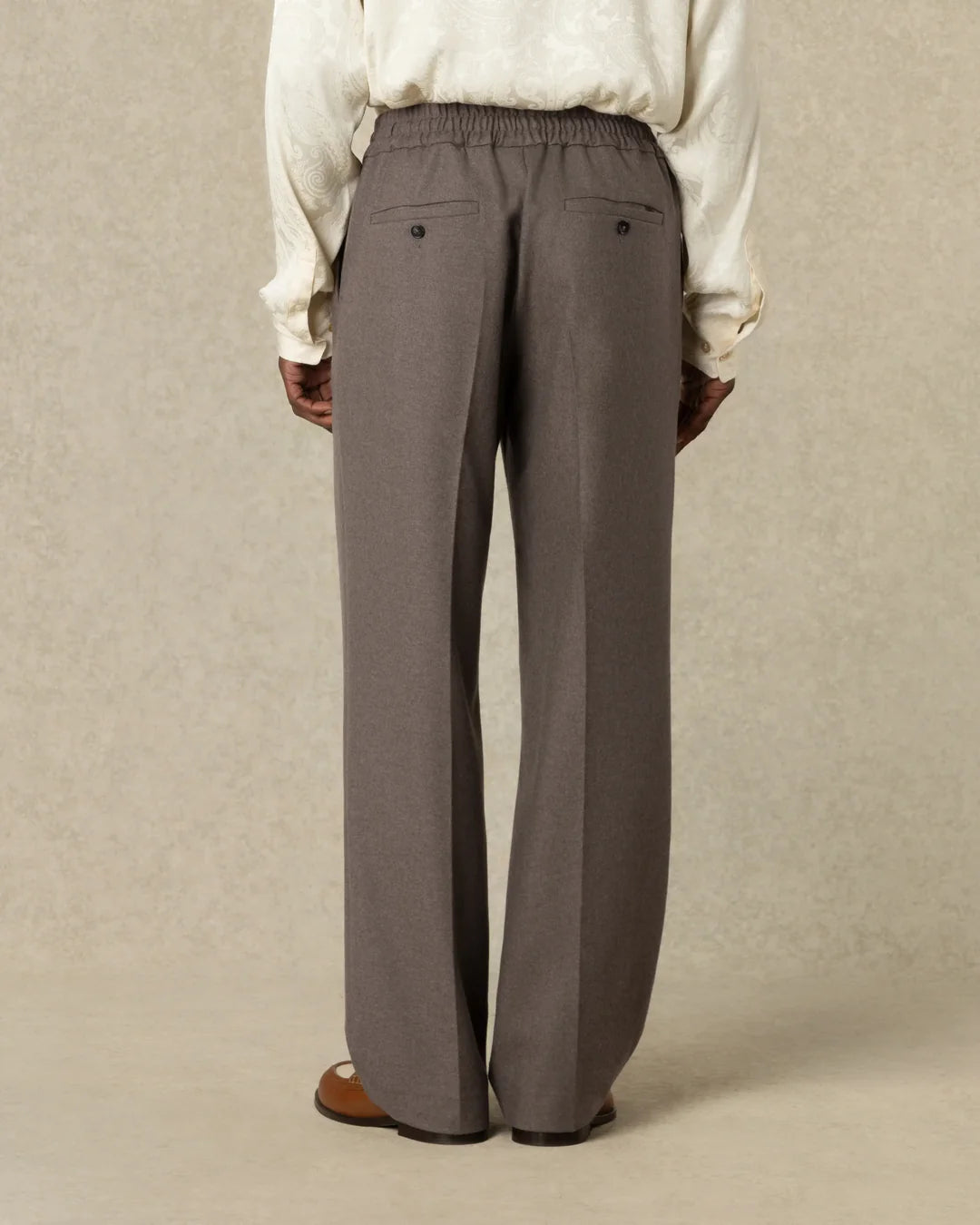Drôle de Monsieur - Pantalon Elastique Flanelle Marron