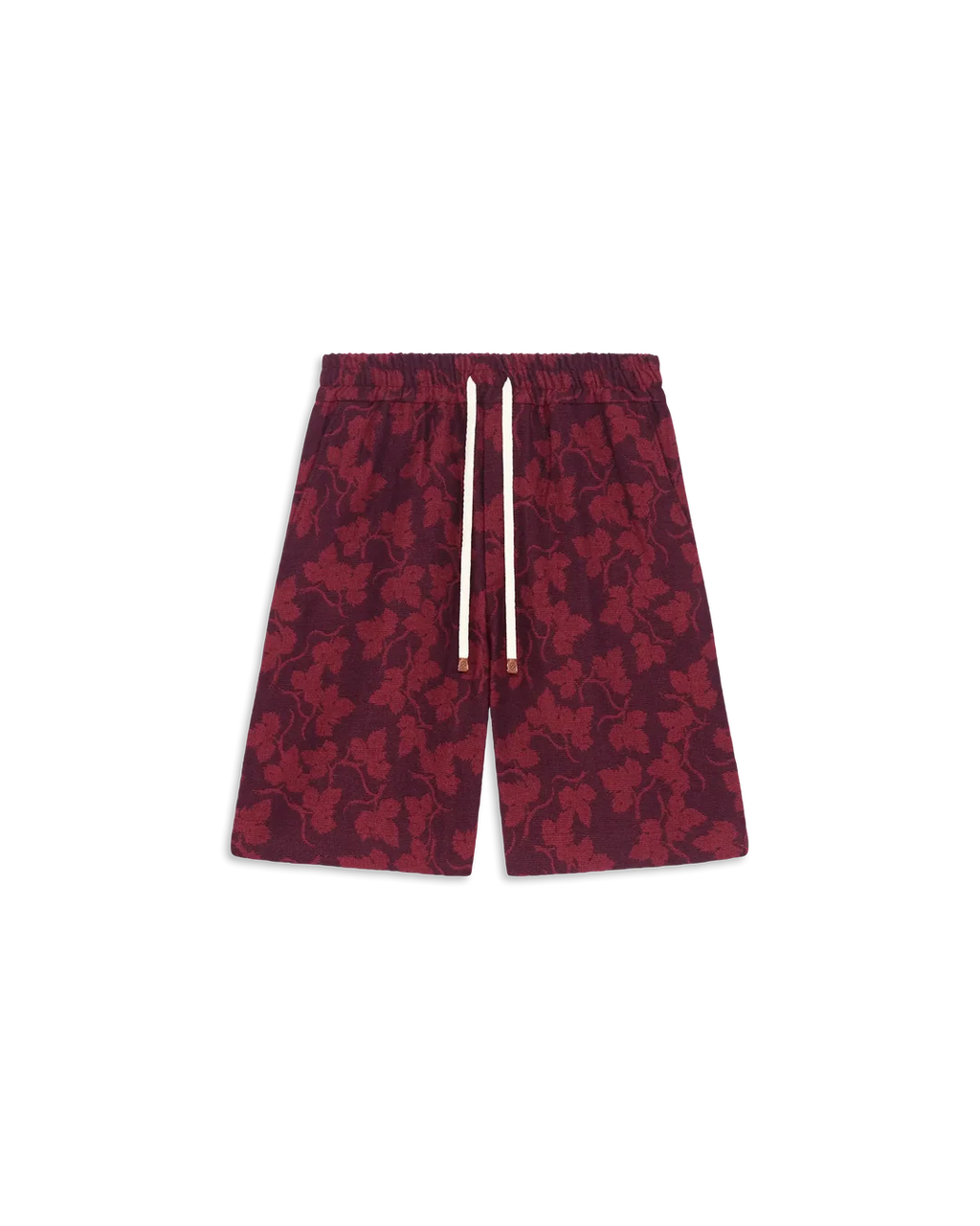 Drôle de Monsieur - Shorts Feuilles de vigne Jacquard bordeaux