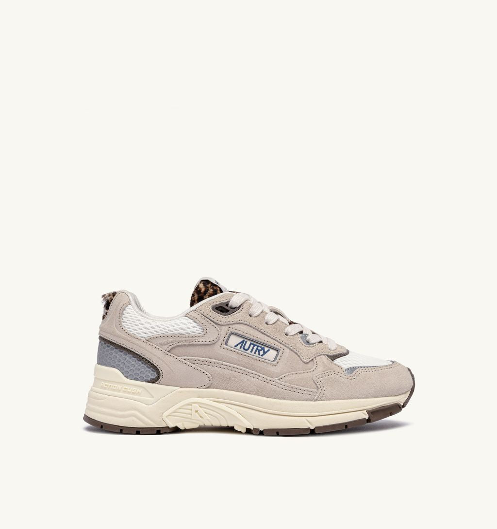AUTRY - Basket Hyperway suede/Mesh/Pony Sand/Marshmallow/Leopard