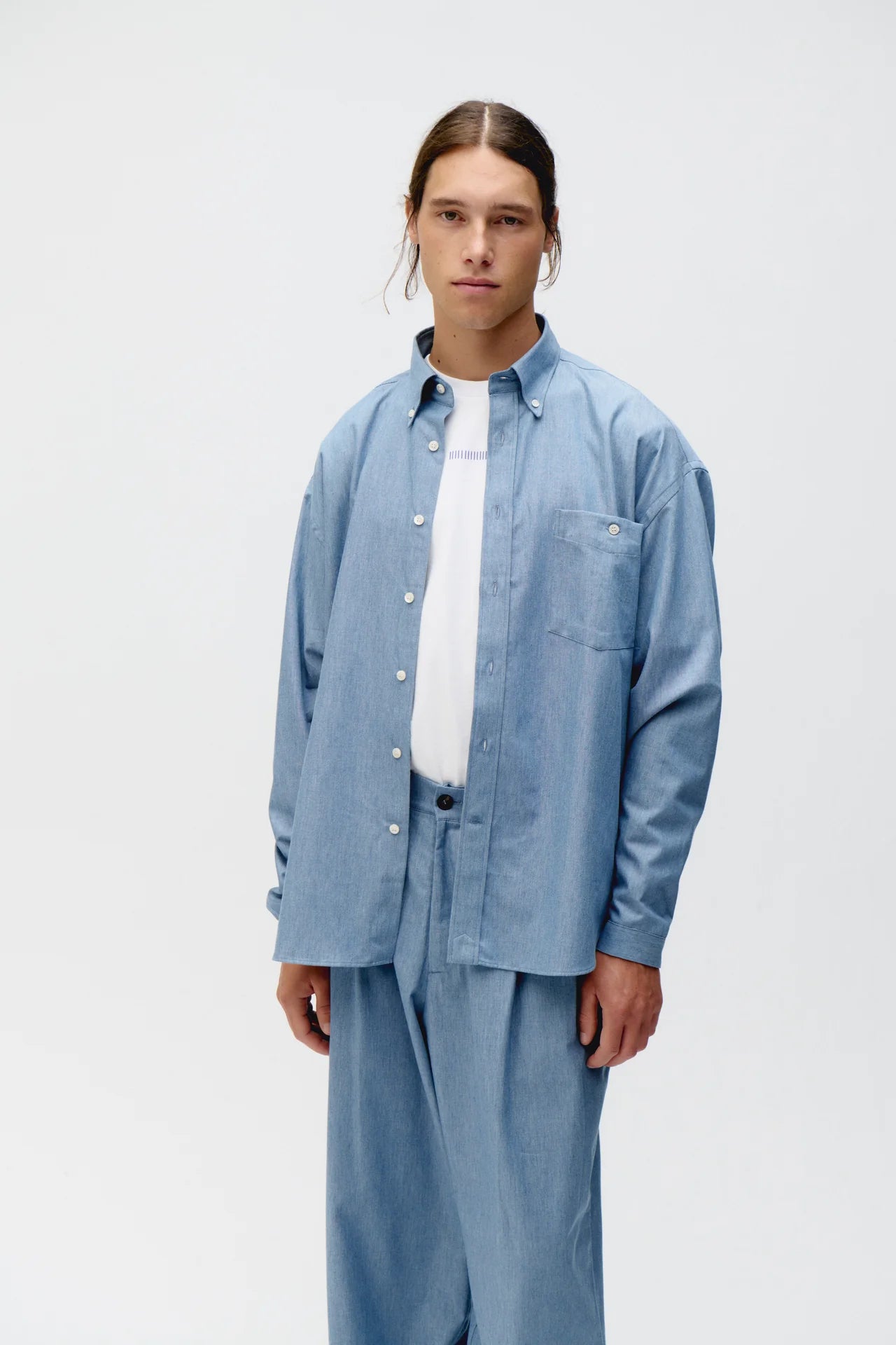 UNFEIGNED - Chemise Long Sleeve Baggy coton light Indigo
