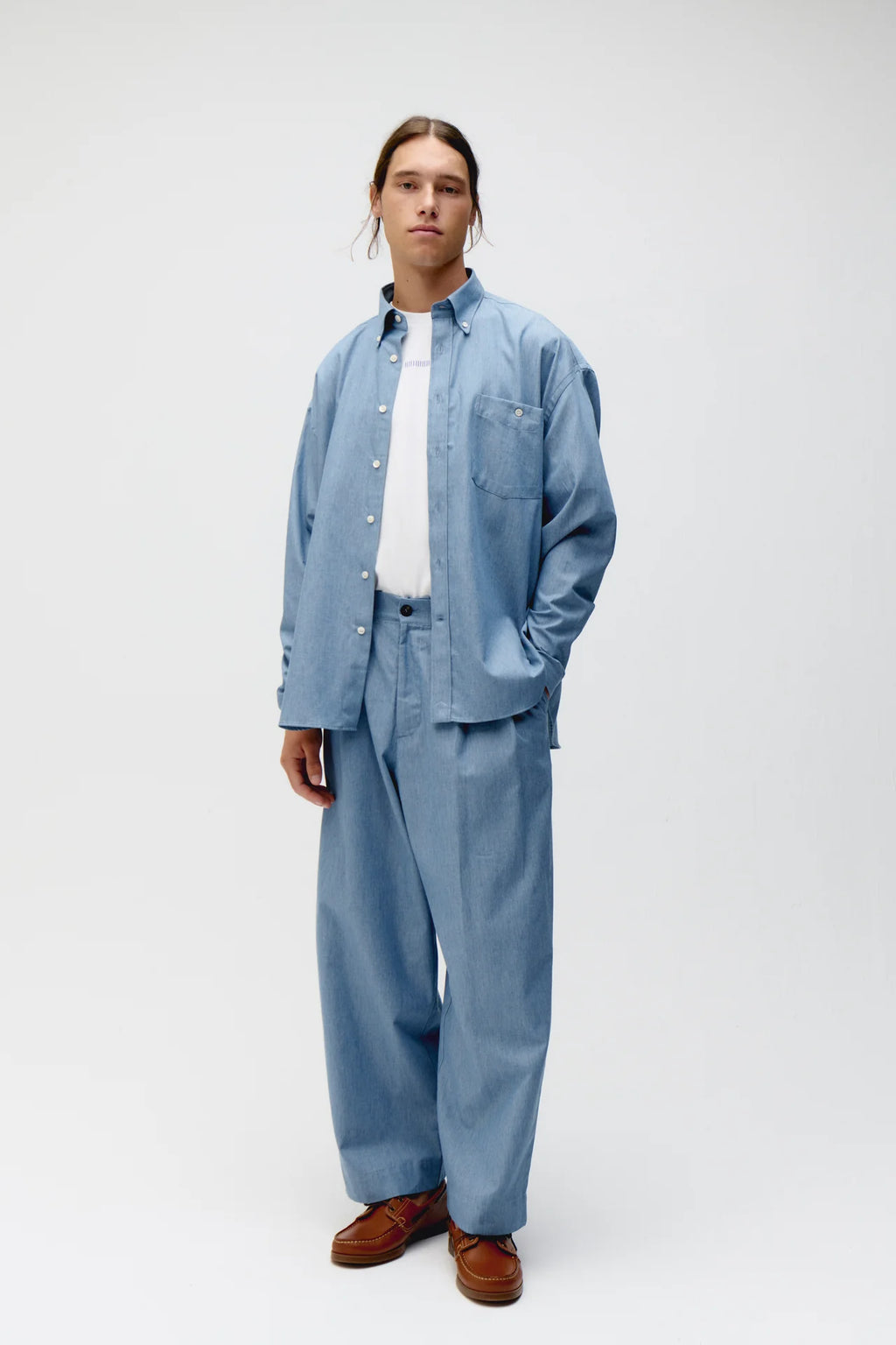 UNFEIGNED - Chemise Long Sleeve Baggy coton light Indigo