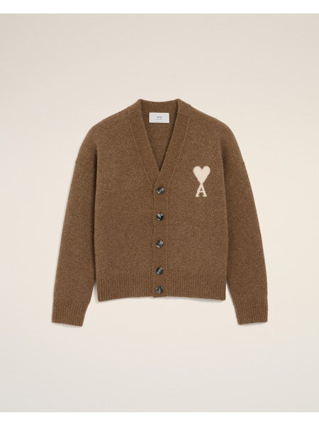 AMI - Cardigan Ami de coeur Alpaga Noisette/Ecru