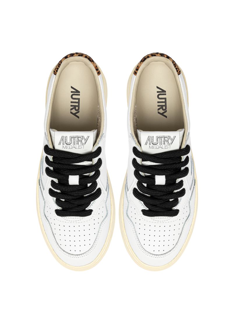 AUTRY - Basket Medalist Low cuir/polace White/leopard