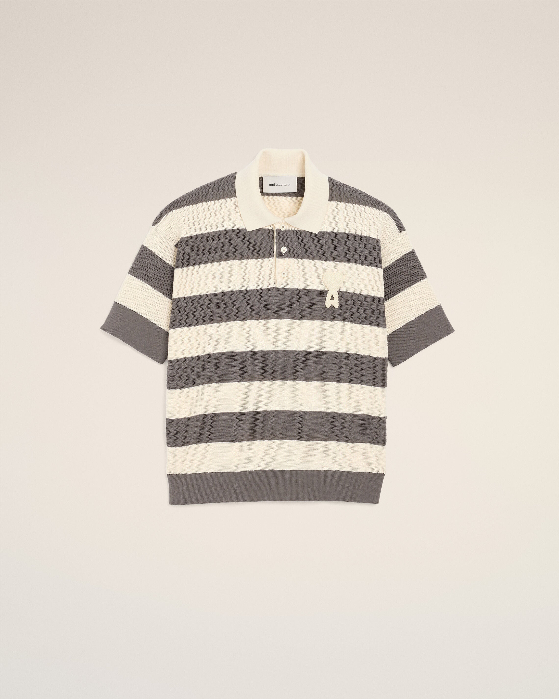 AMI - Polo Blanc crème et Carbonne Ami de Coeur