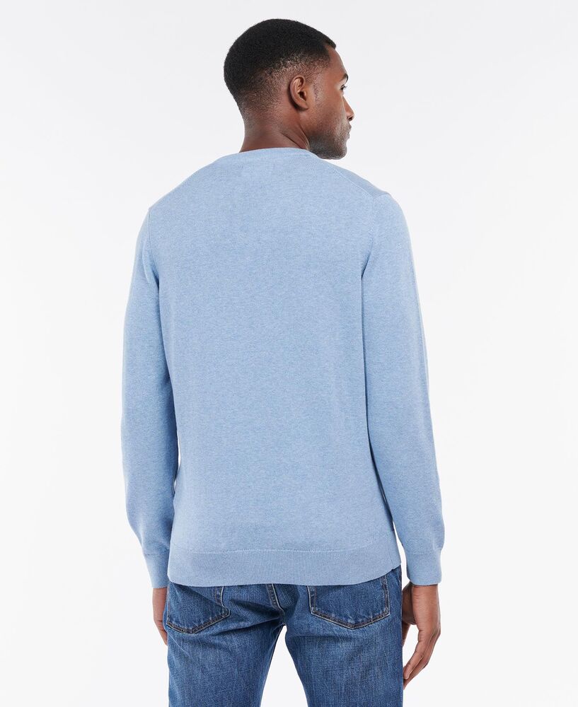 Barbour - Pull Pima cotton crew neck Dark Chambray