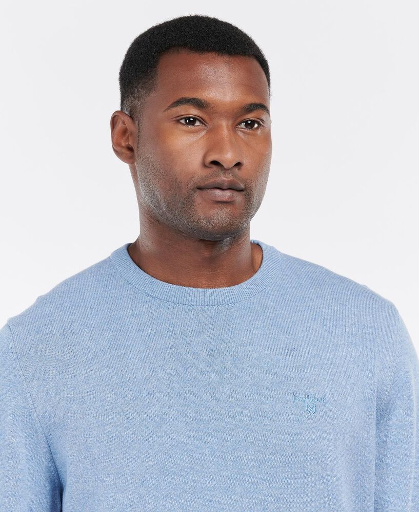 Barbour - Pull Pima cotton crew neck Dark Chambray