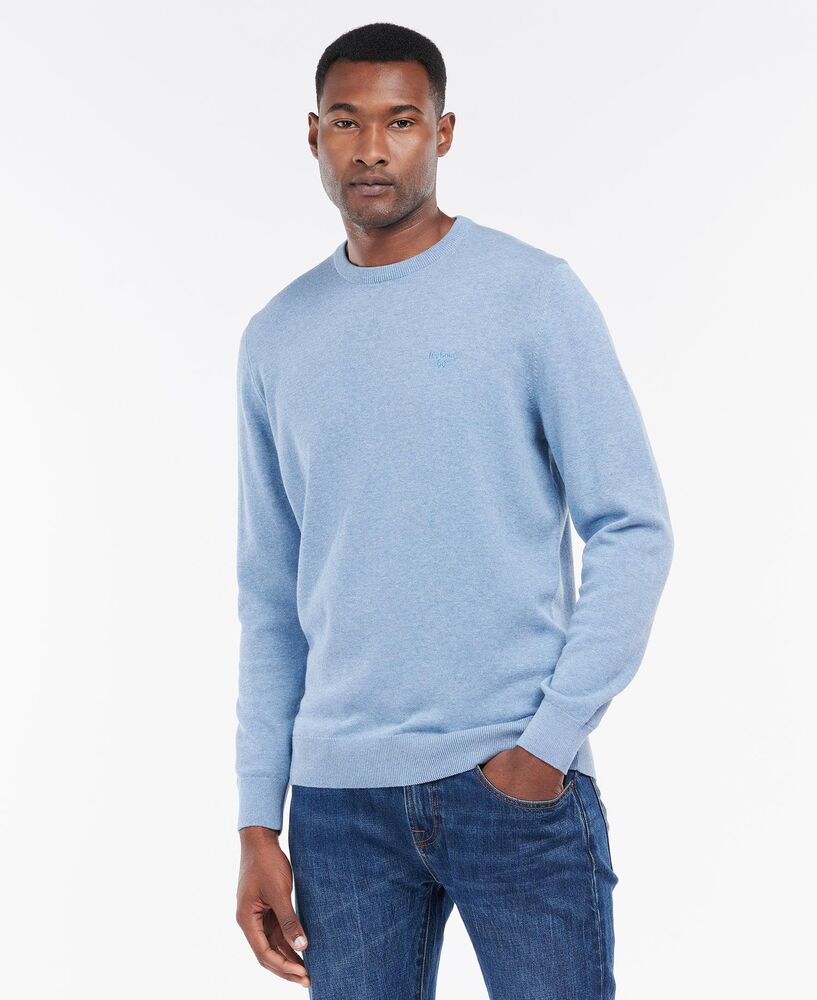 Barbour - Pull Pima cotton crew neck Dark Chambray