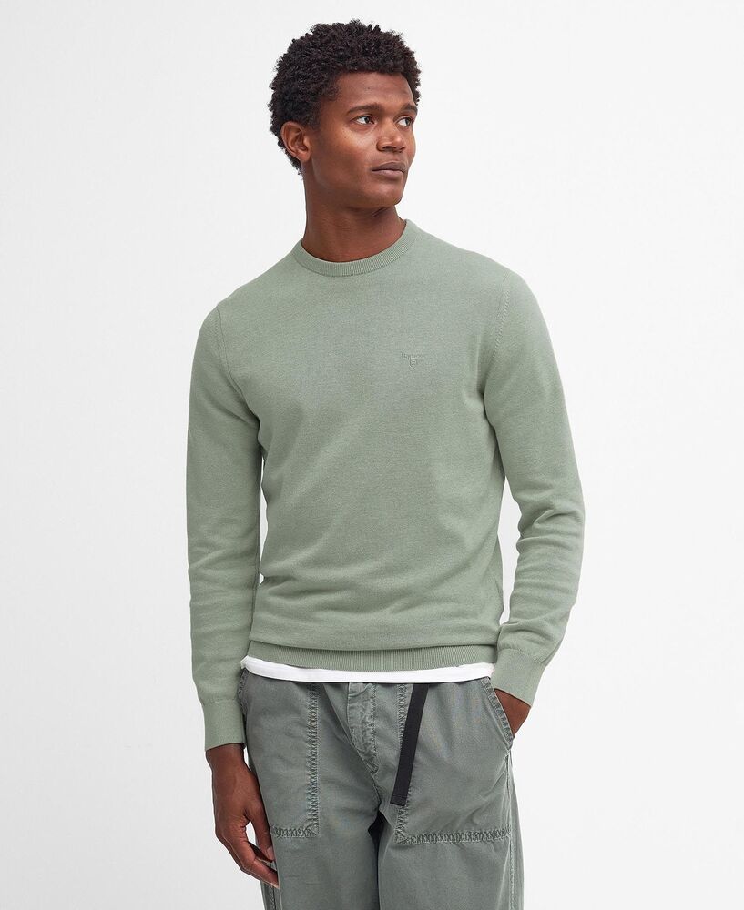 Barbour - Pull Pima cotton crew neck Agave Green