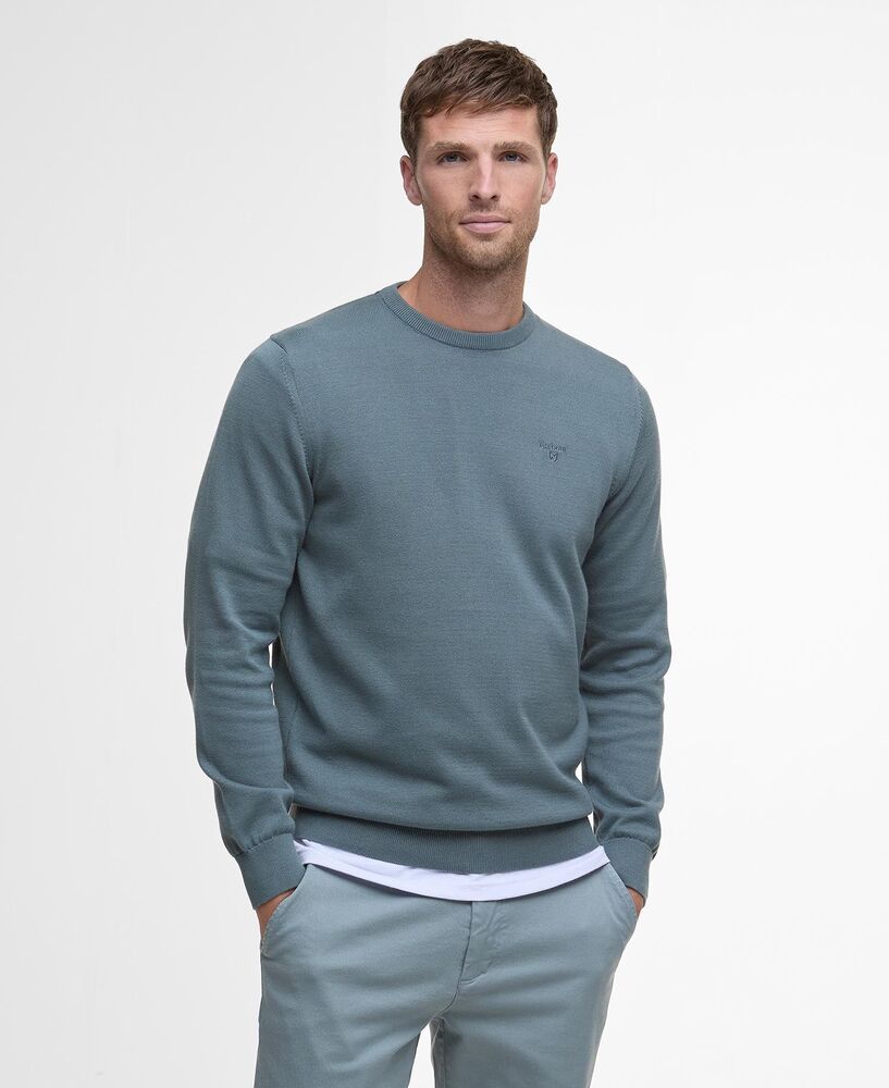 Barbour - Pull Pima cotton crew neck Vintage Teal