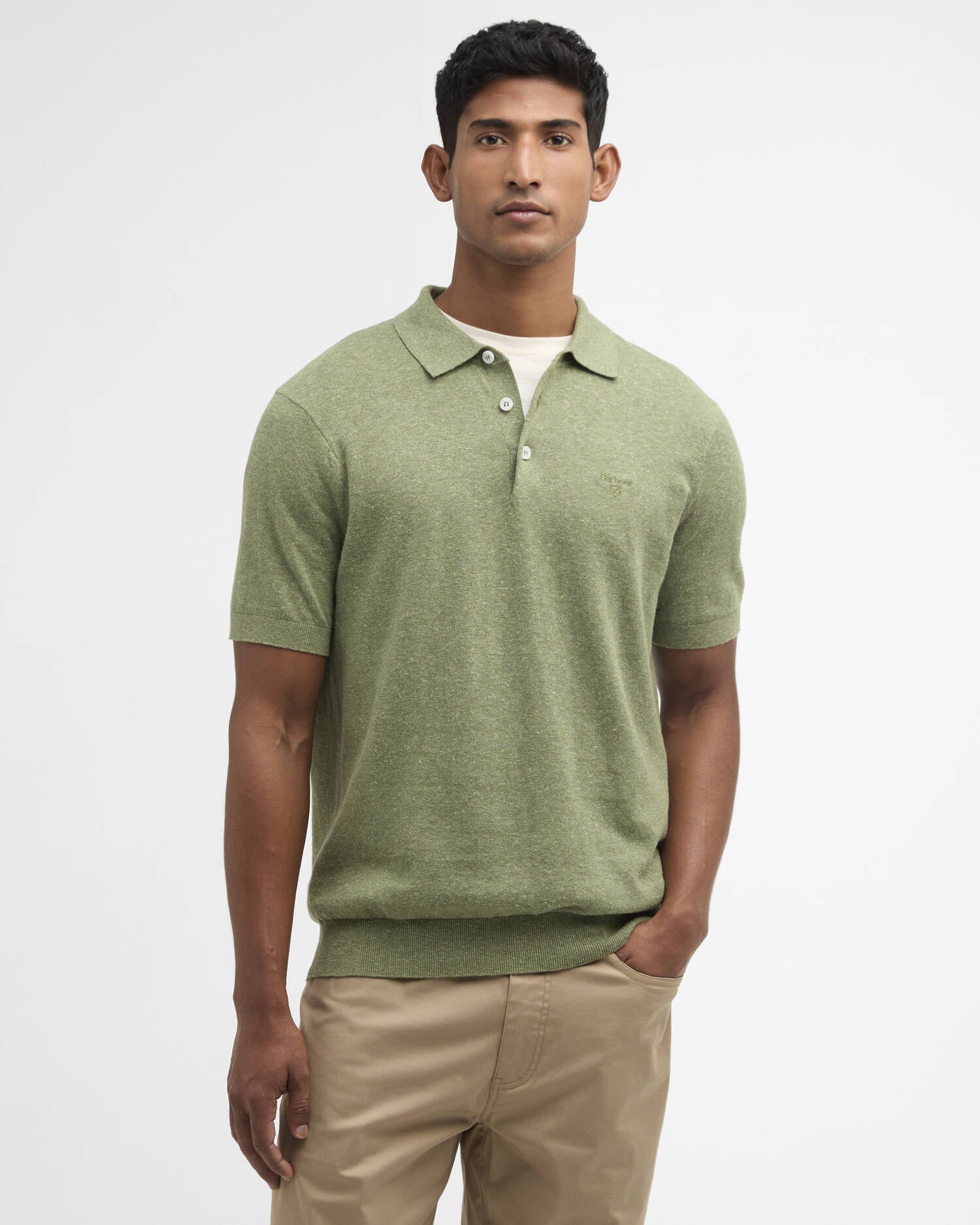 Barbour - Polo Muston Linen Blend Knitted Laurel Green