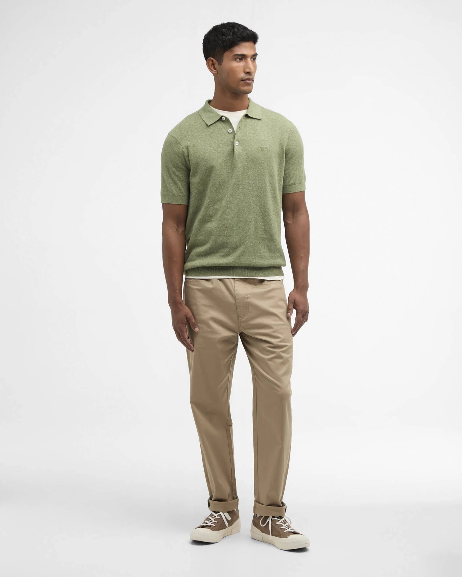 Barbour - Polo Muston Linen Blend Knitted Laurel Green