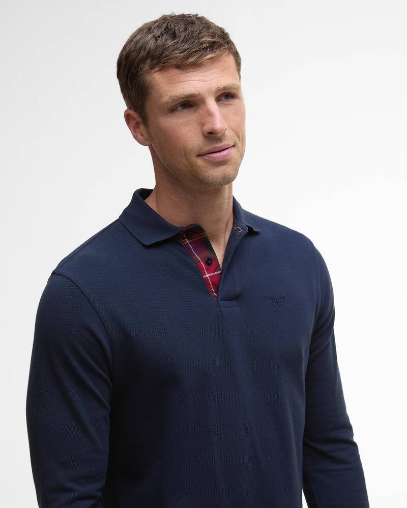 Barbour - Polo manches longues Essential Navy / Winterberry