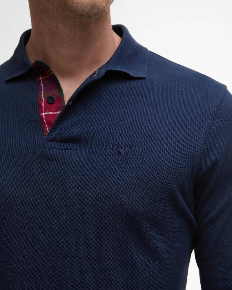 Barbour - Polo manches longues Essential Navy / Winterberry