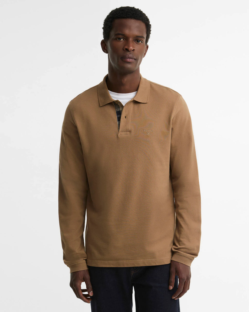 Barbour - Polo Manches longue Essential tartan Sandstone