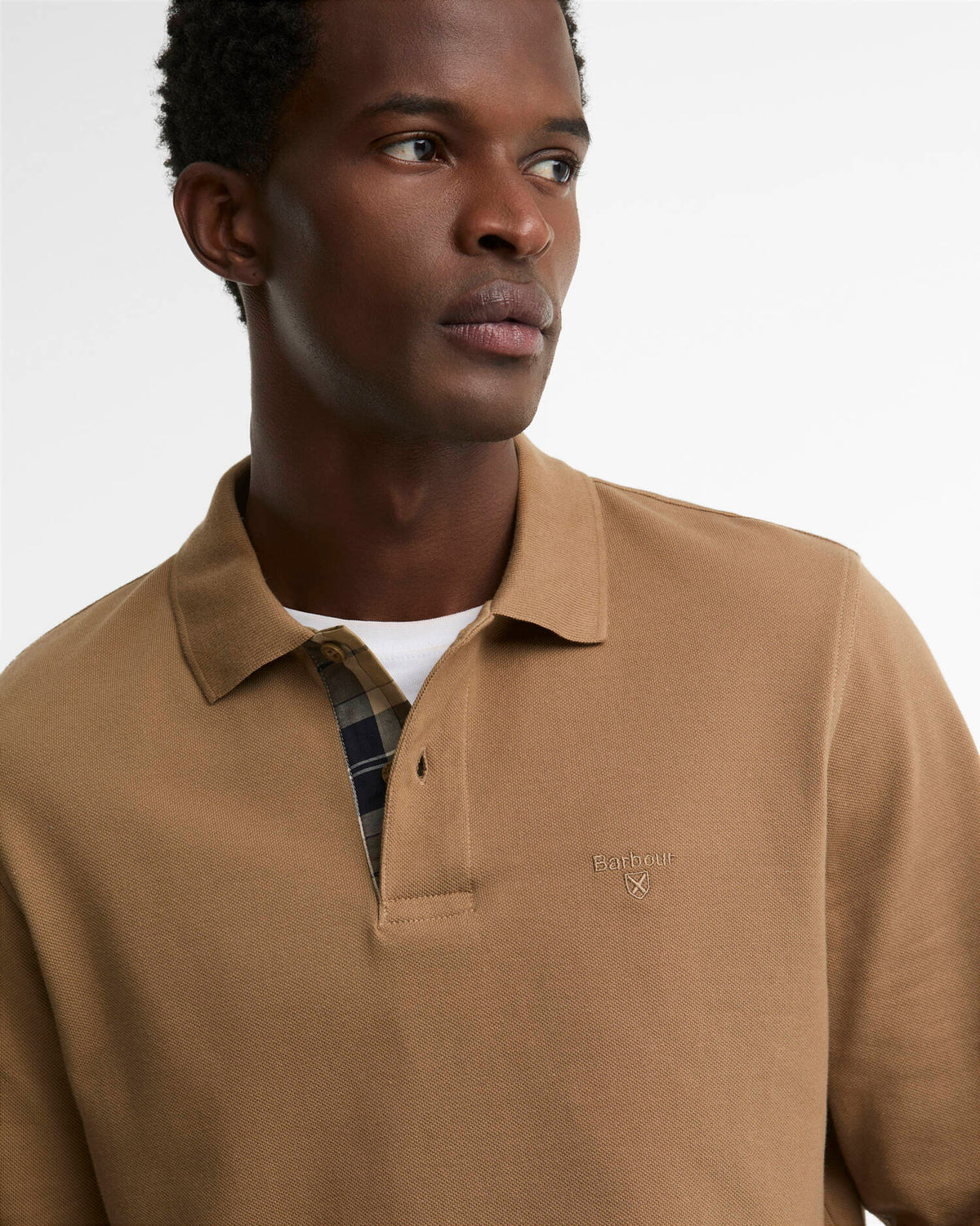 Barbour - Polo Manches longue Essential tartan Sandstone