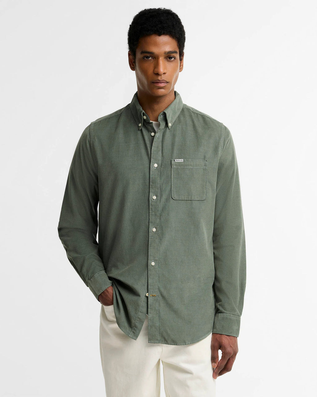 Barbour - Chemise manches longues Ramsey velours Agave Green