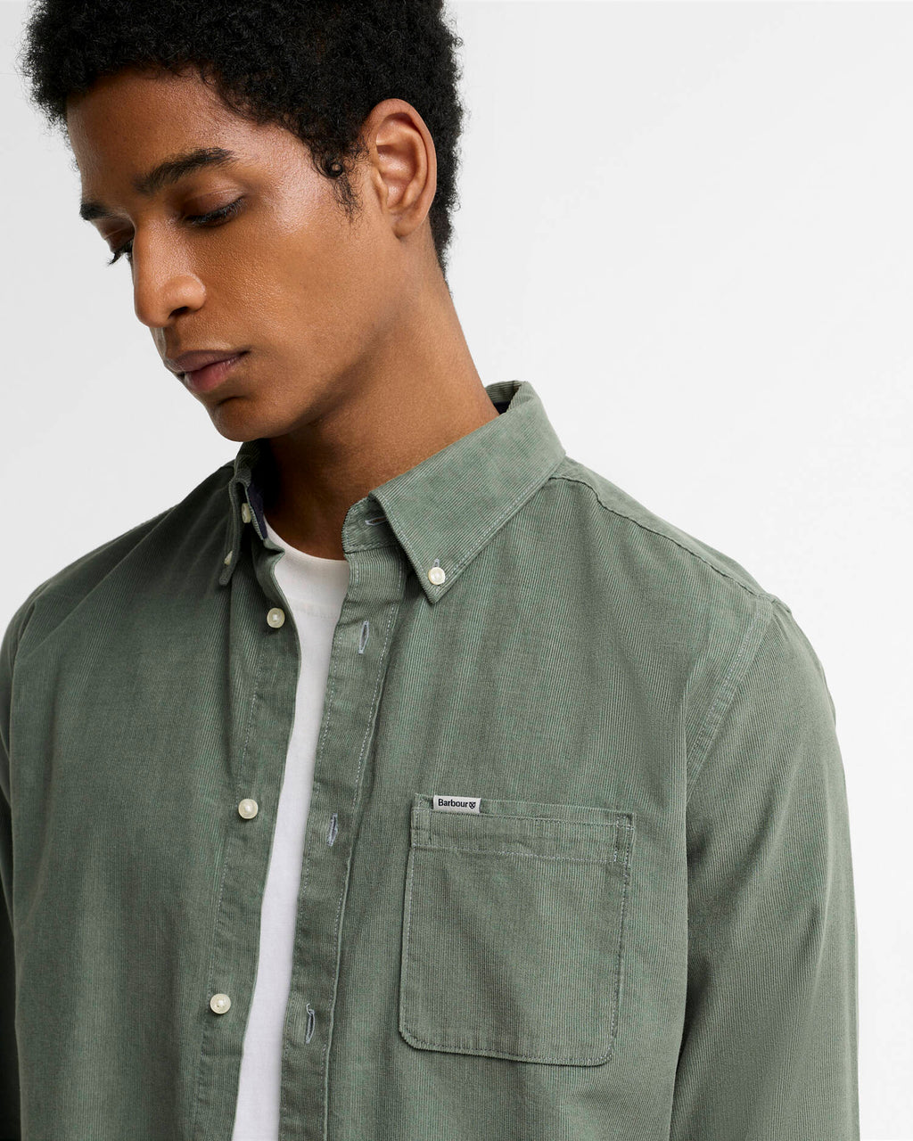 Barbour - Chemise manches longues Ramsey velours Agave Green
