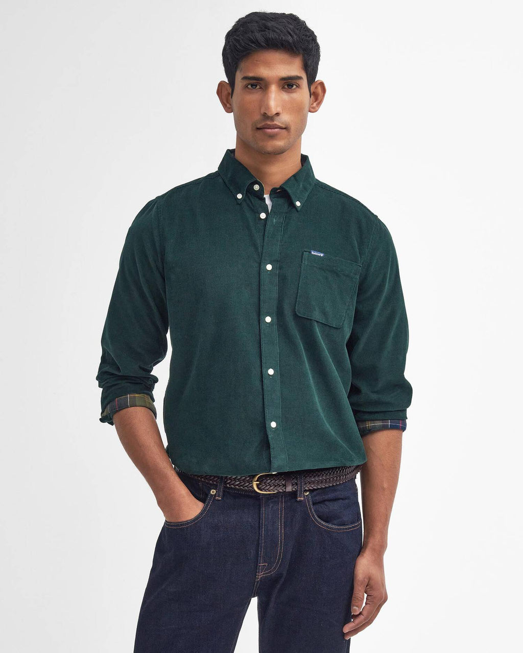 Barbour - Chemise manches longues Ramsey velours seaweed