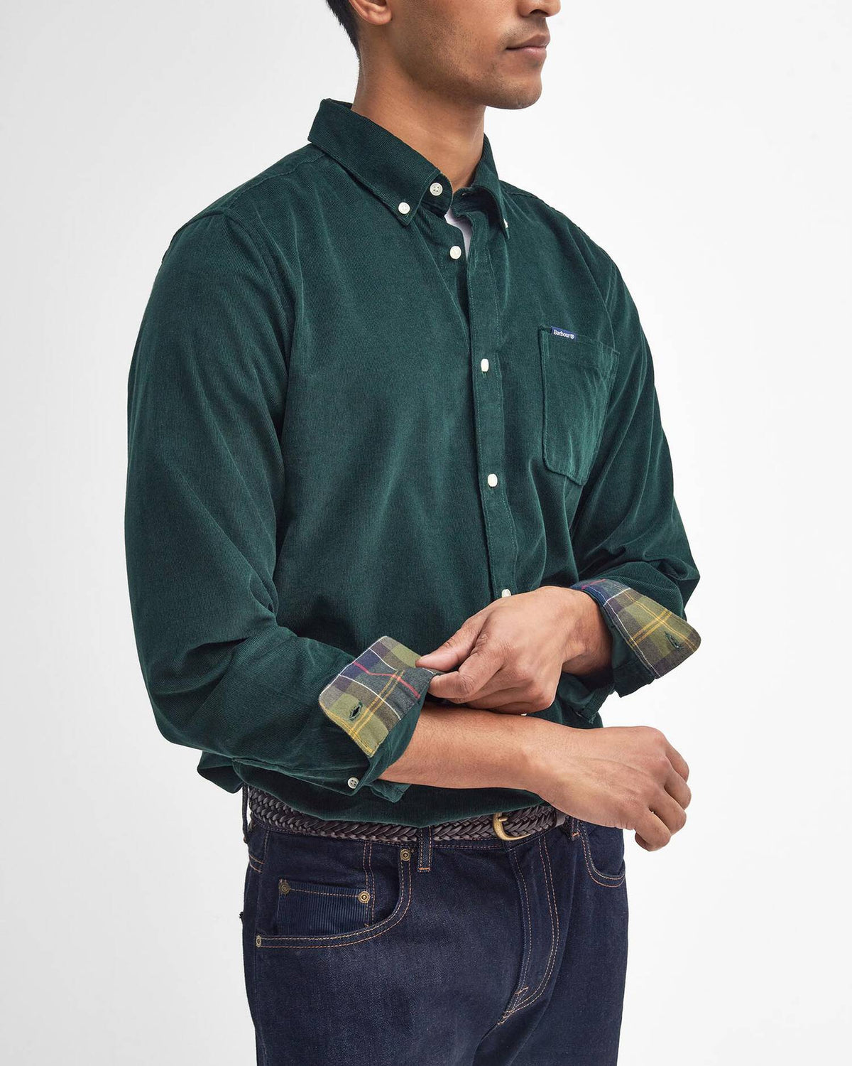 Barbour - Chemise manches longues Ramsey velours seaweed