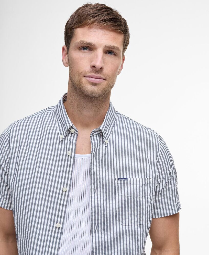Barbour - Chemise Cresswell seersucker manches courtes Navy
