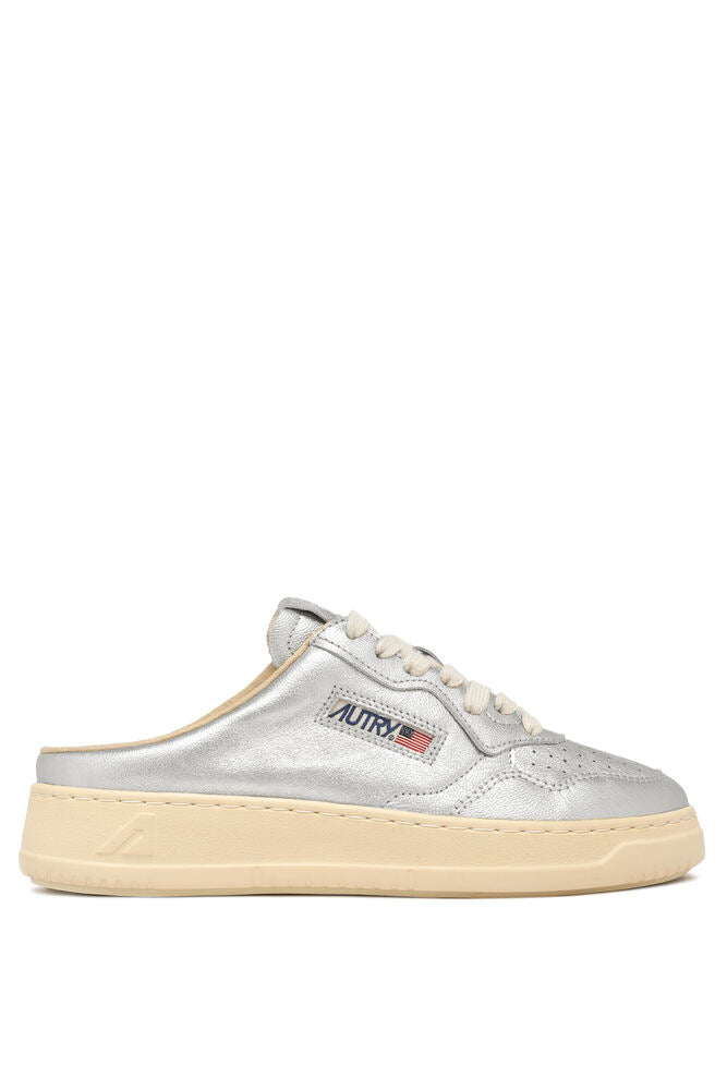 AUTRY - Basket Medalist Mule en cuir argent