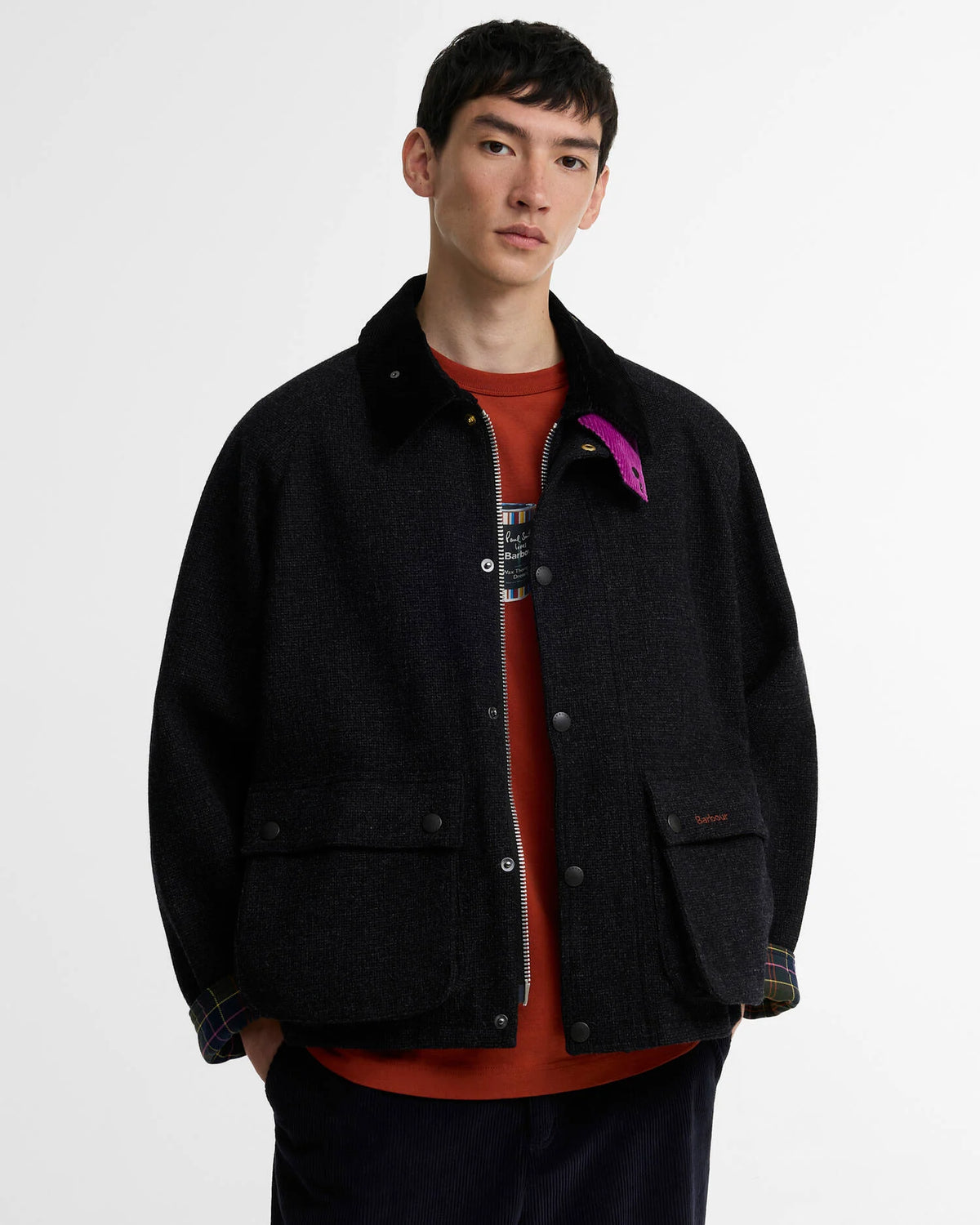 Barbour -Veste Transport Wool Barbour X Paul Smith Charcoal