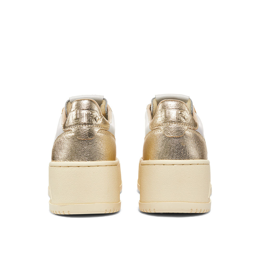 AUTRY - Basket Medalist Platform cuir blanc et platine métallisé