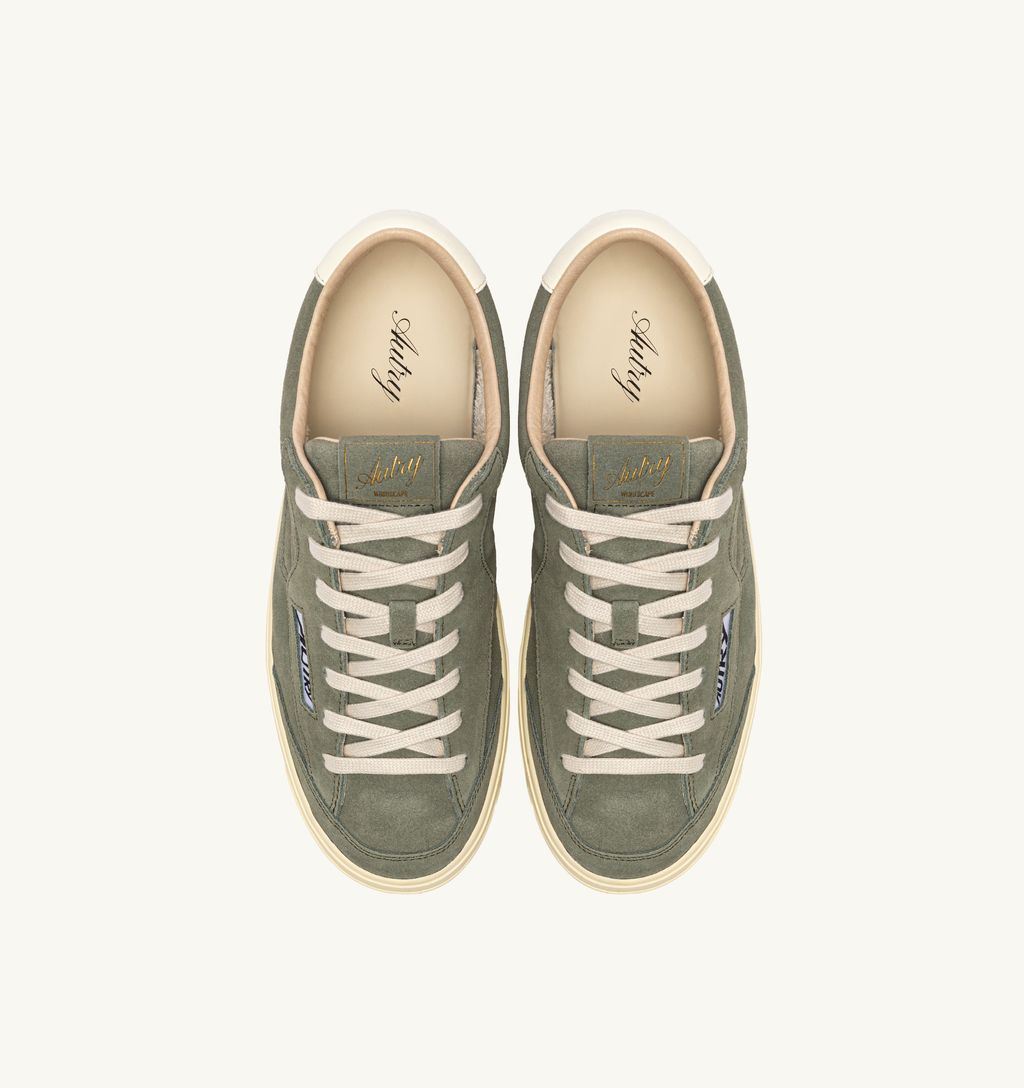 Autry - Windscape low en daim Green et Marshmallow