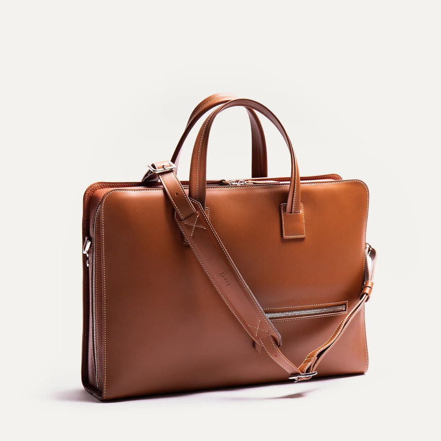 Lundi Paris - Sac Ordinateur Victor en Cuir Cognac