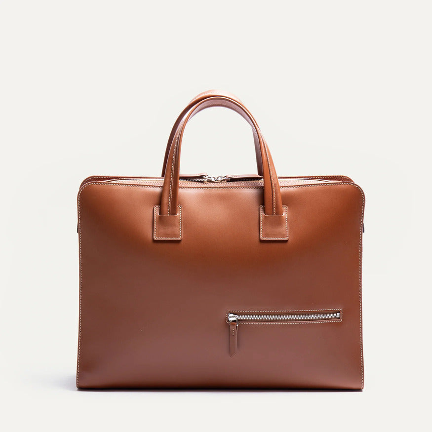 Lundi Paris - Sac Ordinateur Victor en Cuir Cognac