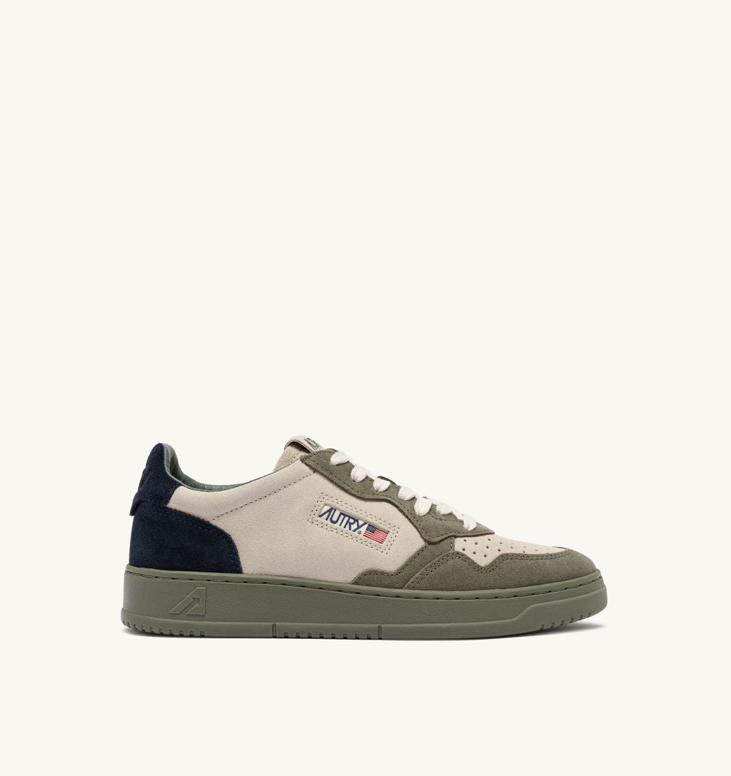 AUTRY - Basket Medalist Low Tricolor suede Space/Sand/Smocked Green