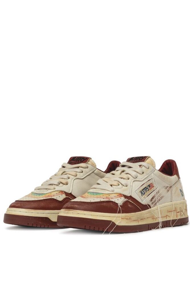 AUTRY - Basket Medalist Super Vintage en cuir Print white/ Brique