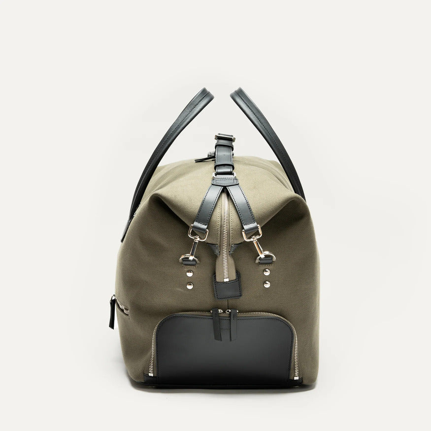 Lundi Paris - Sac de Voyage Remington en Toile Kaki et Cuir Noir