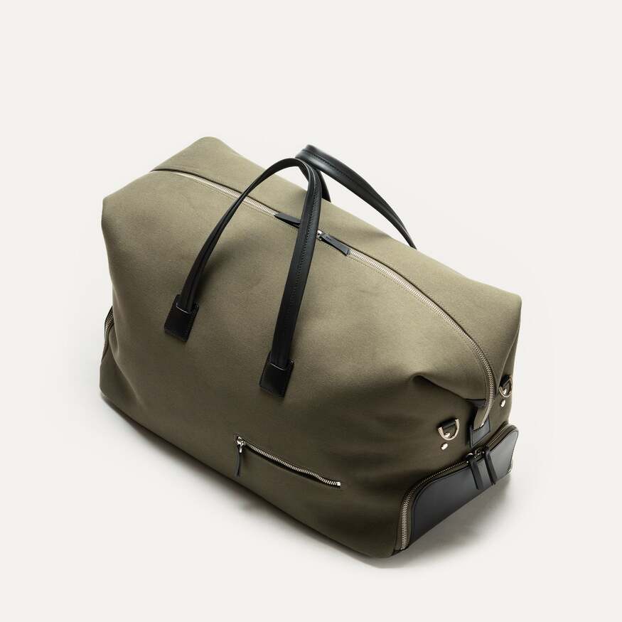Lundi Paris - Sac de Voyage Remington en Toile Kaki et Cuir Noir