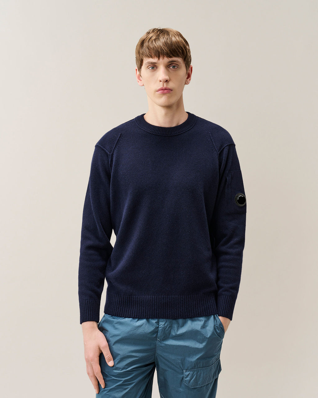C.P. Company - Pull lambswool crewneck lens Total Eclipse