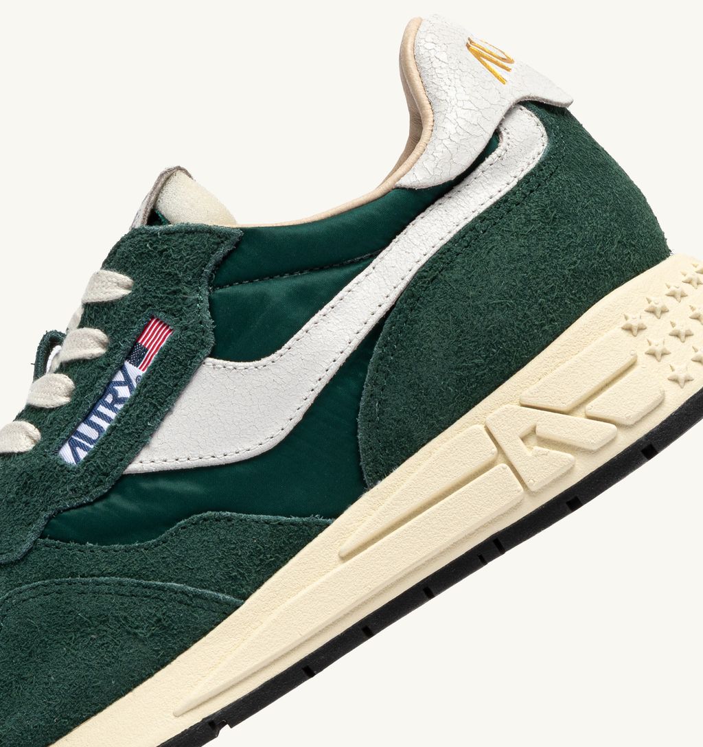 AUTRY - Basket Reelwind en nylon et daim Space Bottle Green