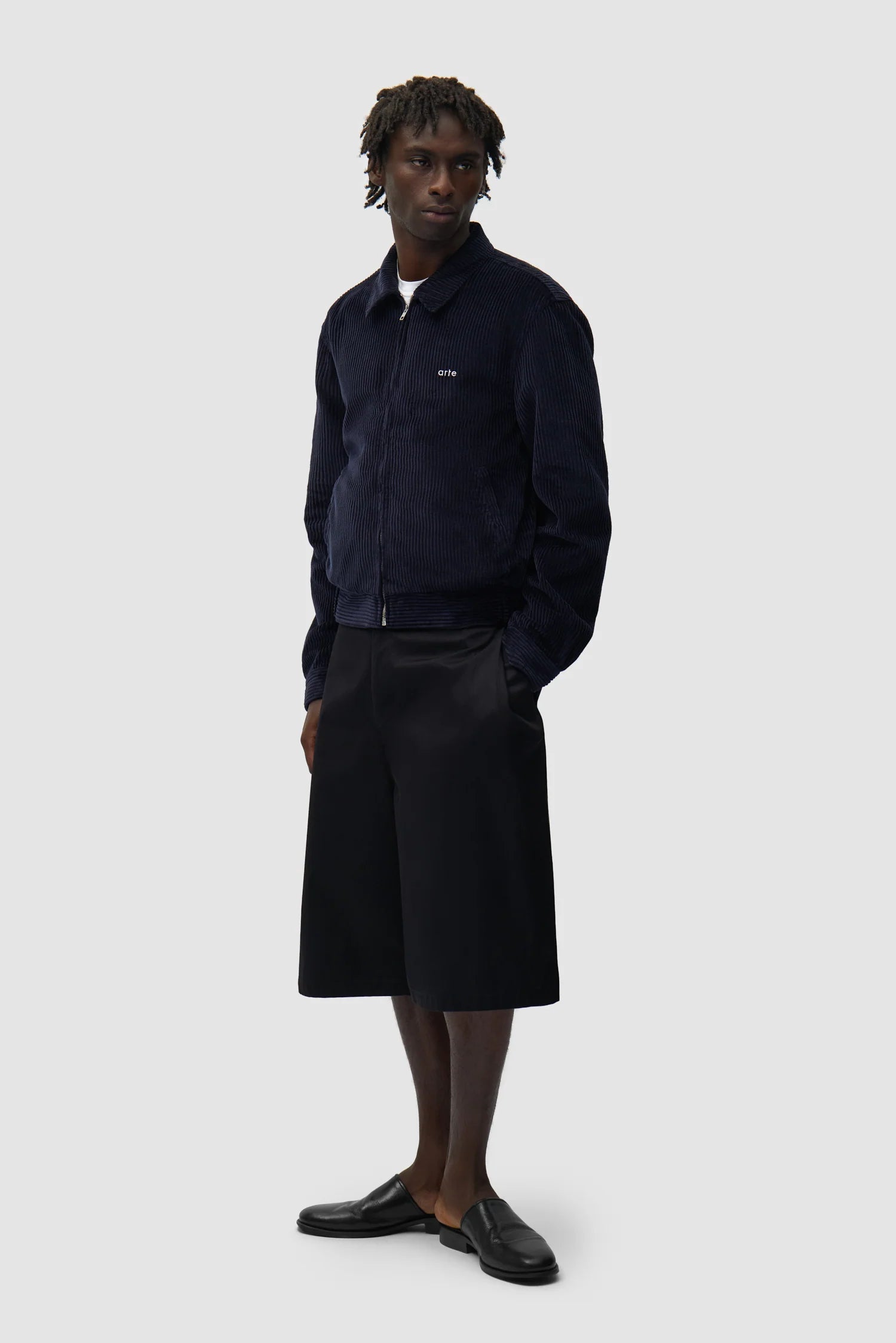 Arte - Veste en velours côtelé Bleu Marine