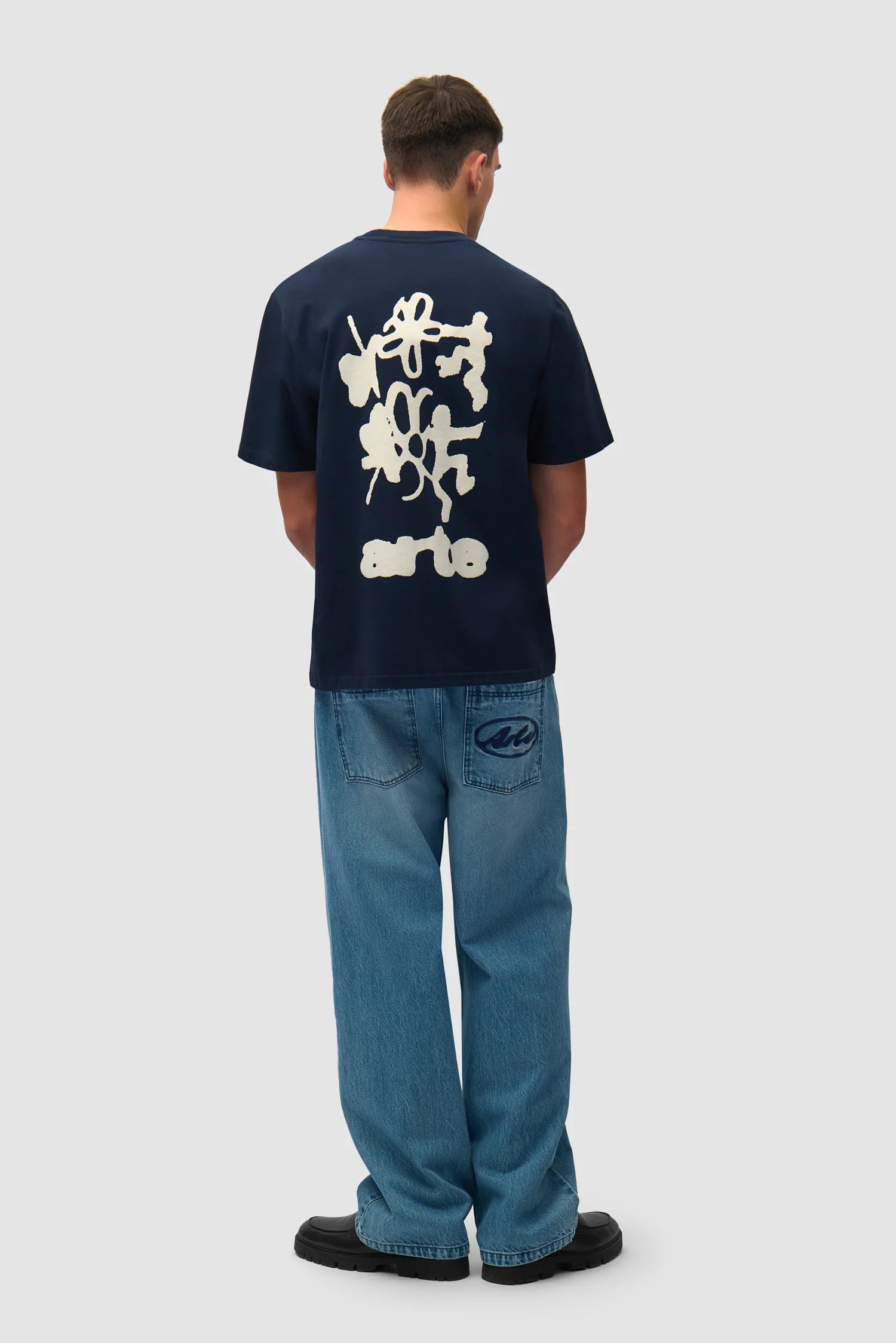 Arte - T-shirt Blurry Back Print Navy