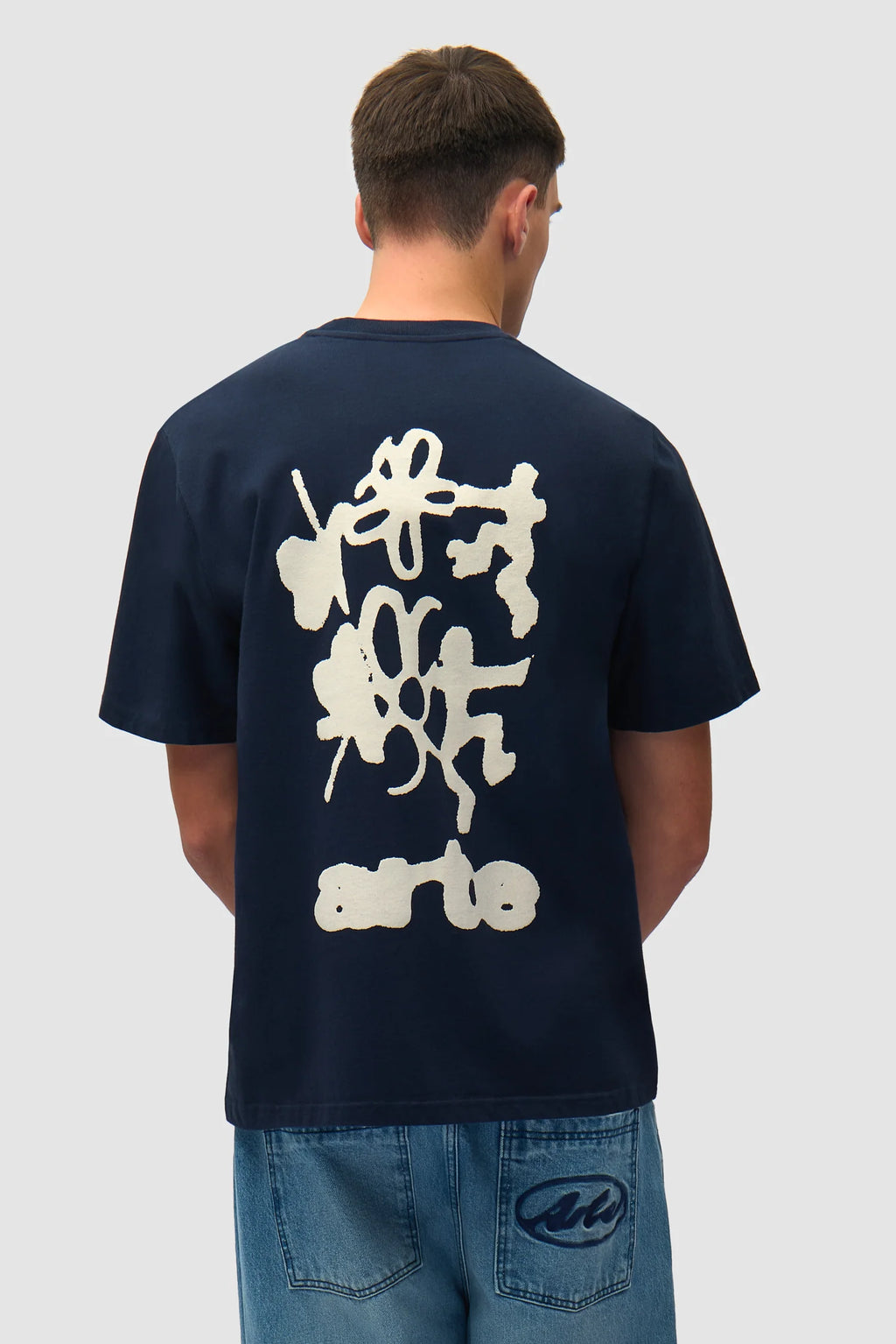Arte - T-shirt Blurry Back Print Navy