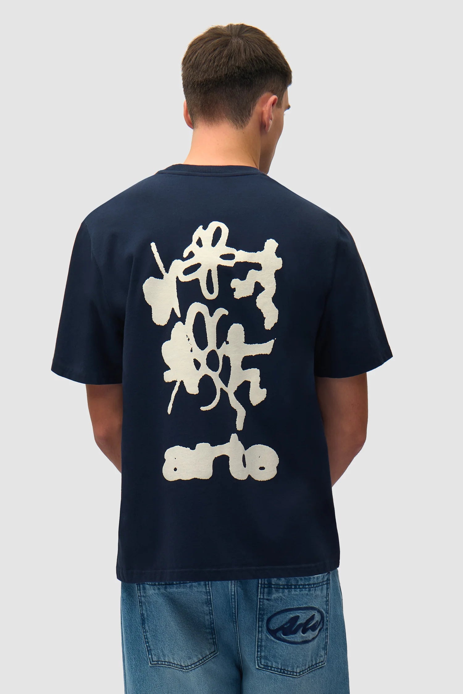 Arte - T-shirt Blurry Back Print Navy