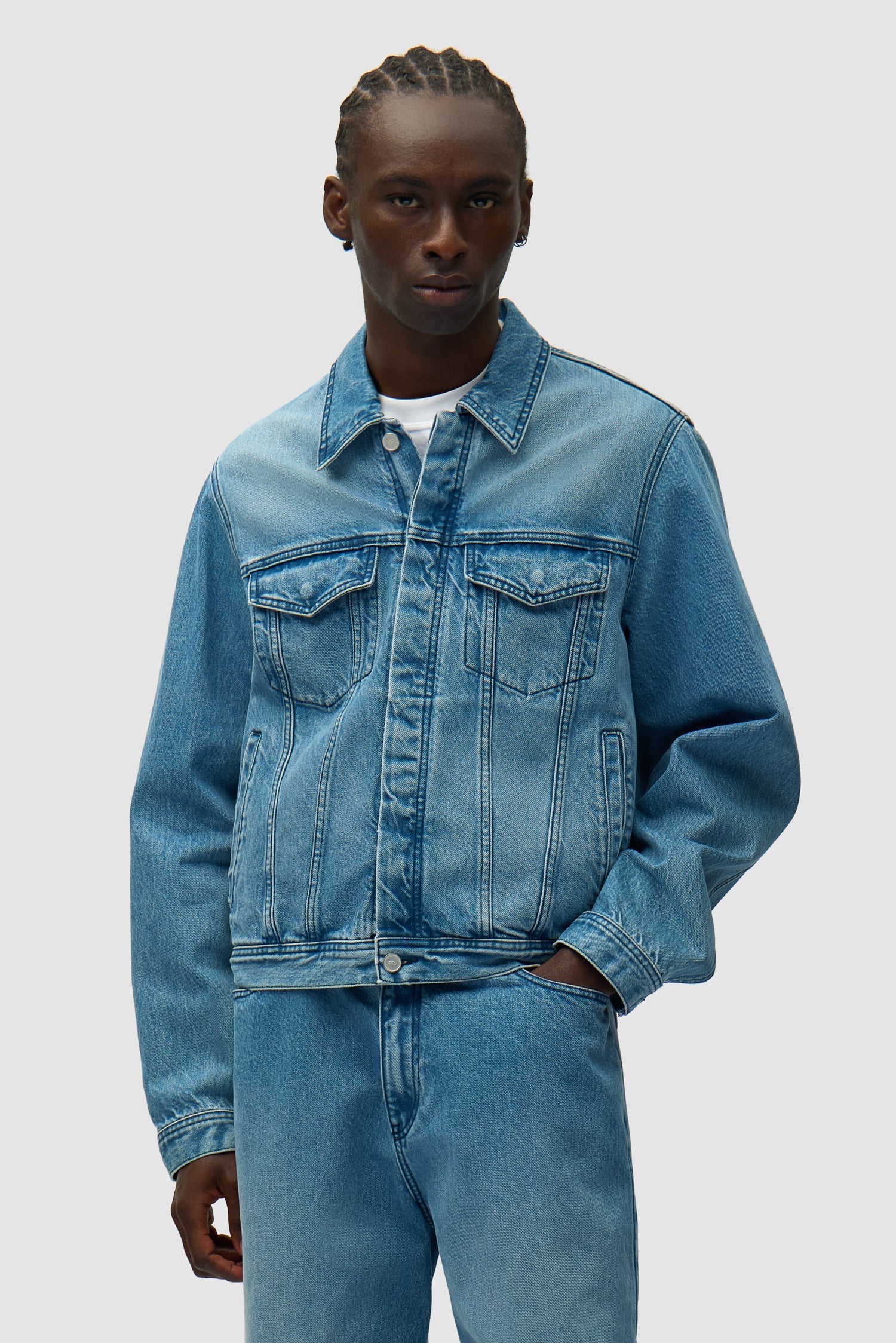 Arte - Veste en jean Circle logo Bleach Denim