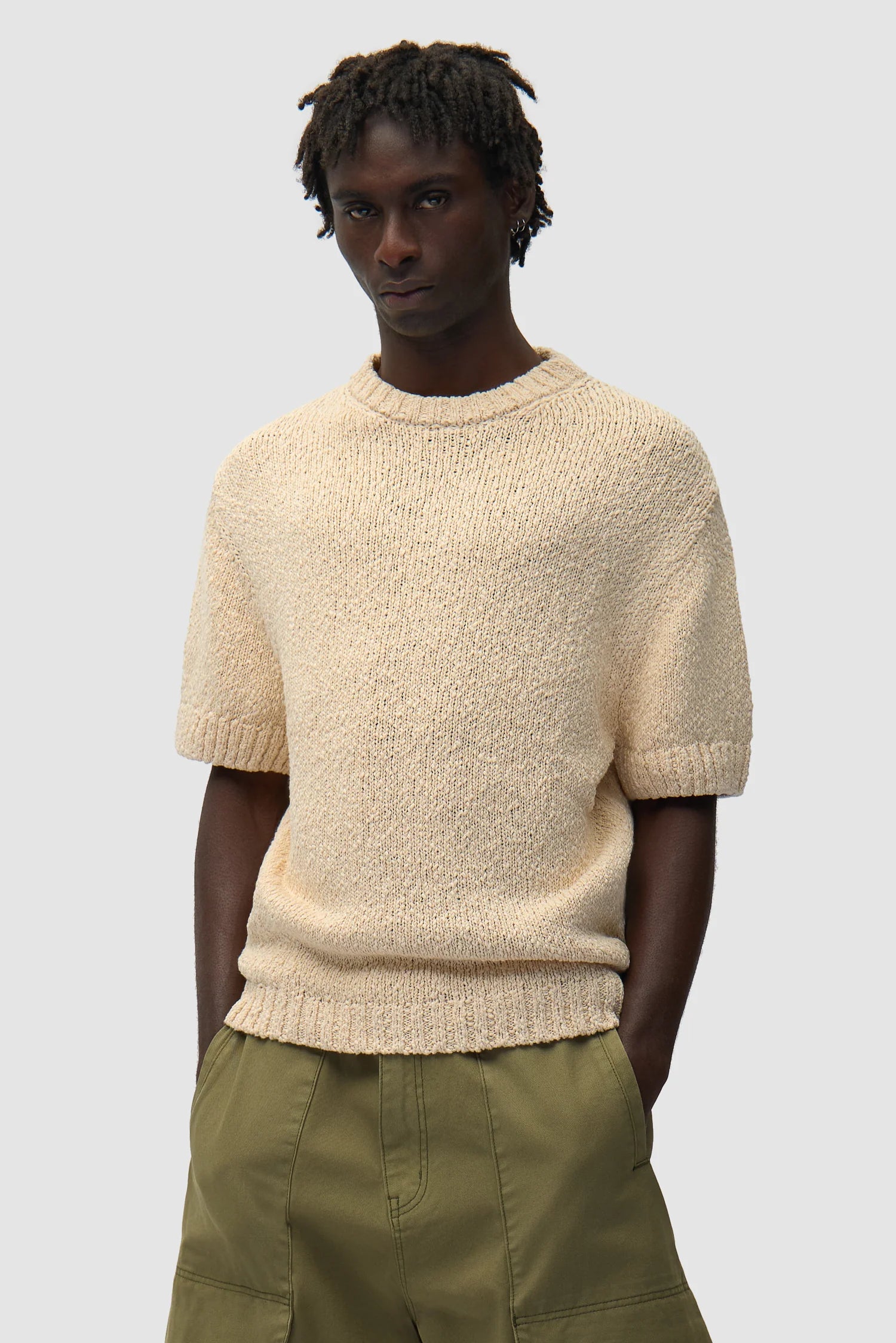 Arte - T-shirt en maille avec motif graphique au dos Crème