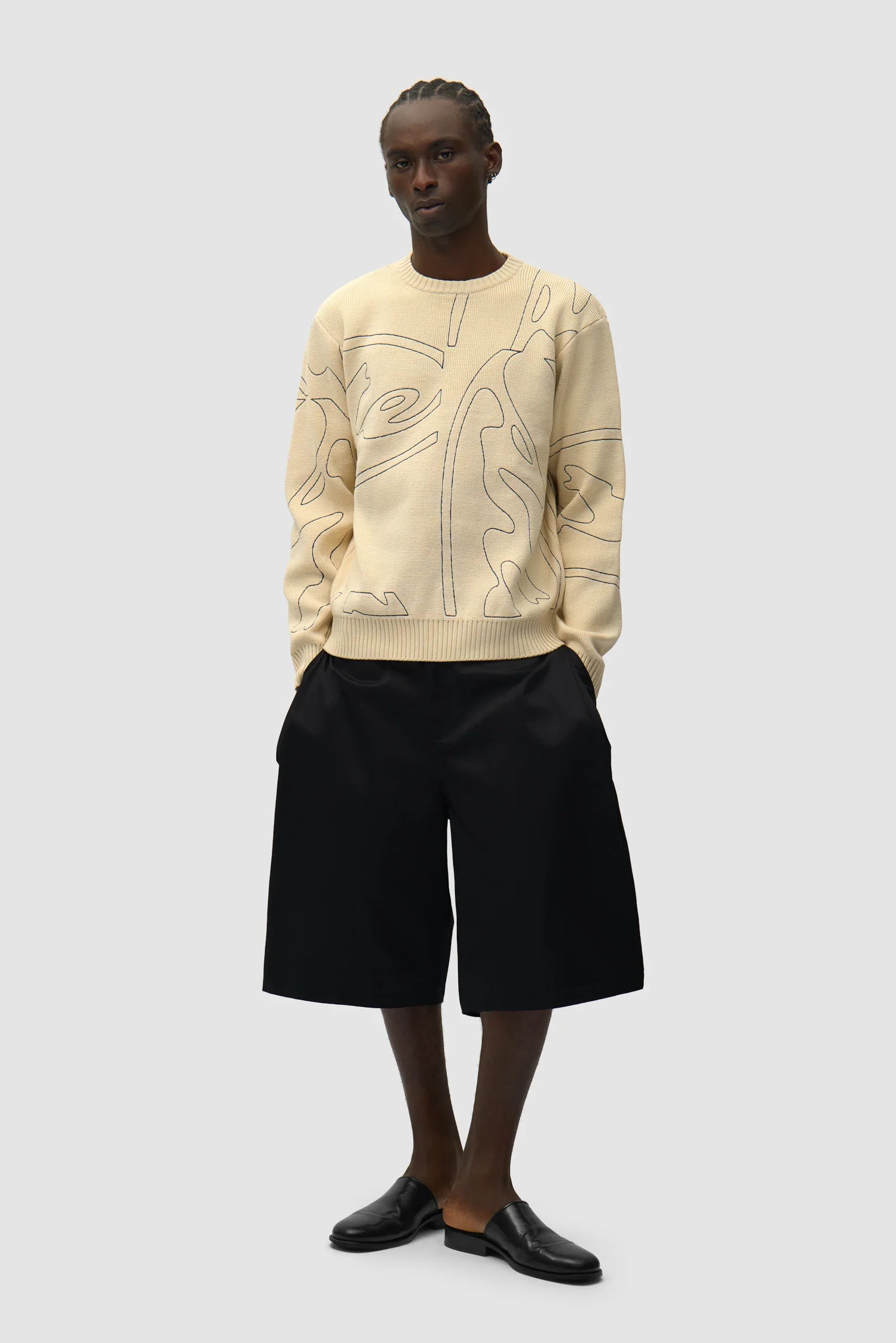 Arte - Pull en maille avec logo cercle Crème