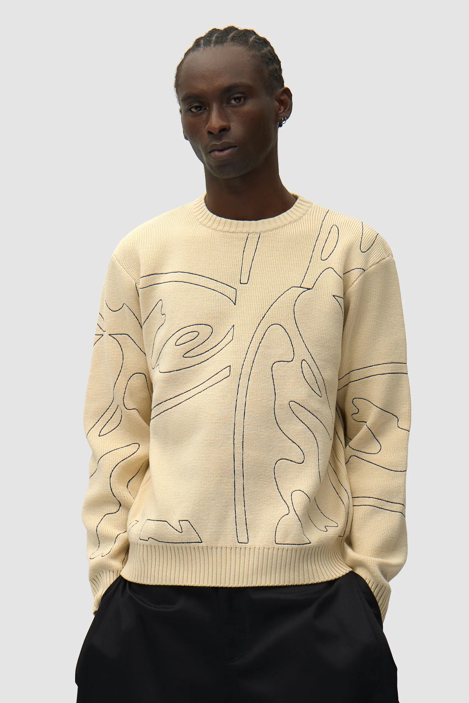 Arte - Pull en maille avec logo cercle Crème