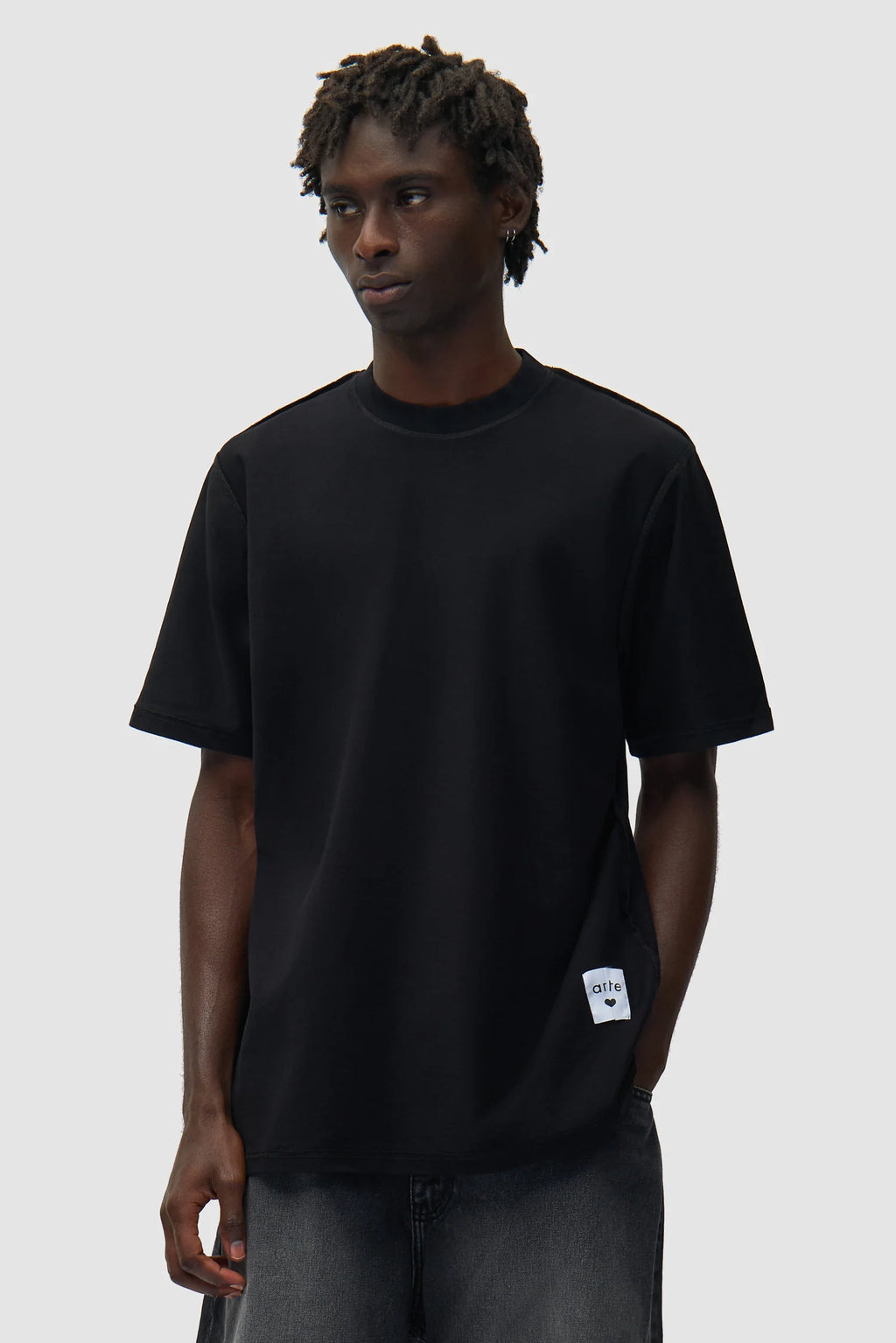 Arte - T-shirt à étiquette réversible Noir